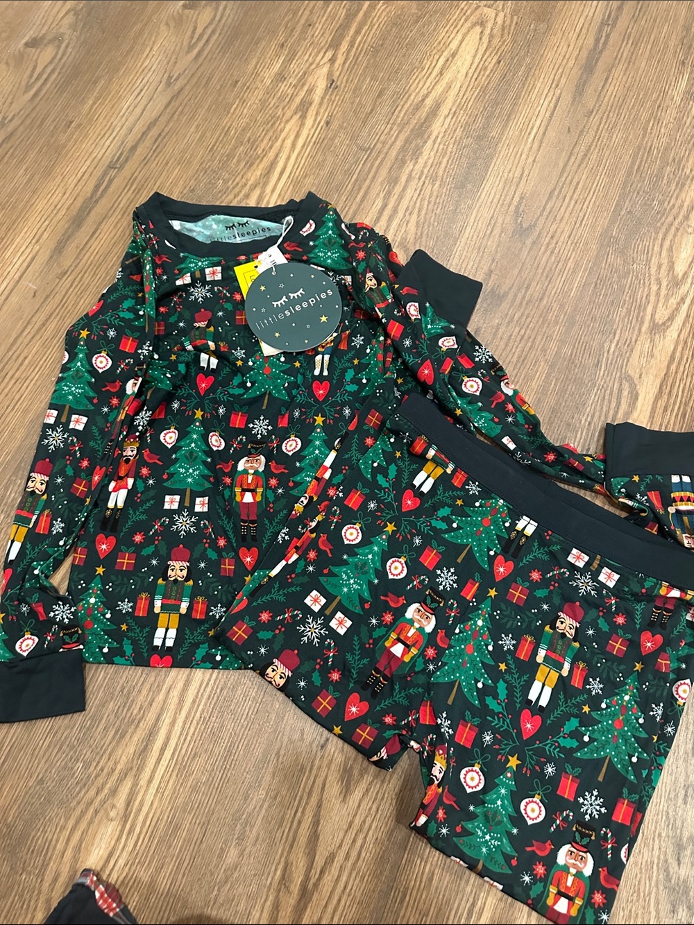 Little Sleepies Black Nutcracker & Christmas Tree Kids Pajama Set